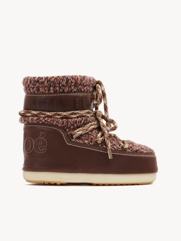 MOON BOOT Chloé Tan Wolle Schneestiefel Damen Braun | Schweiz OUZ-752946
